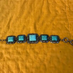 Vintage Turquoise silver tone Bracelet Southwest Retro Elegant Fashion