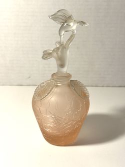 Vintage Crown E & R Pink Hummingbird Crackle Perfume Bottle