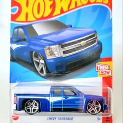 Hot Wheels Chevy Silverado Blue Pickup Then and Now 