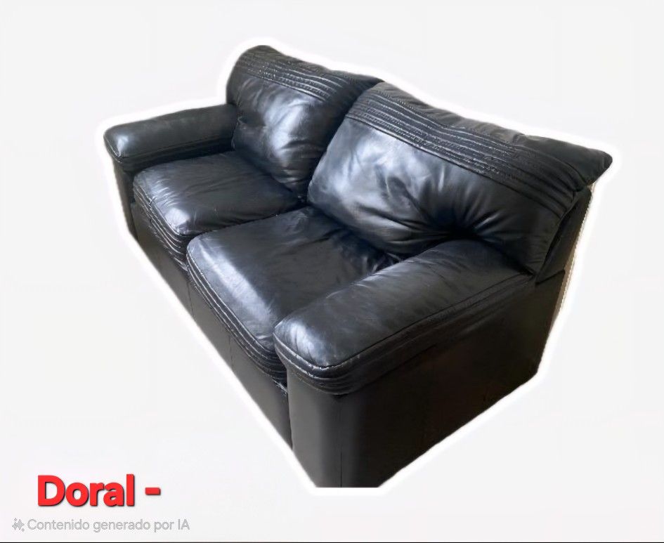 Love Seat Black Leather