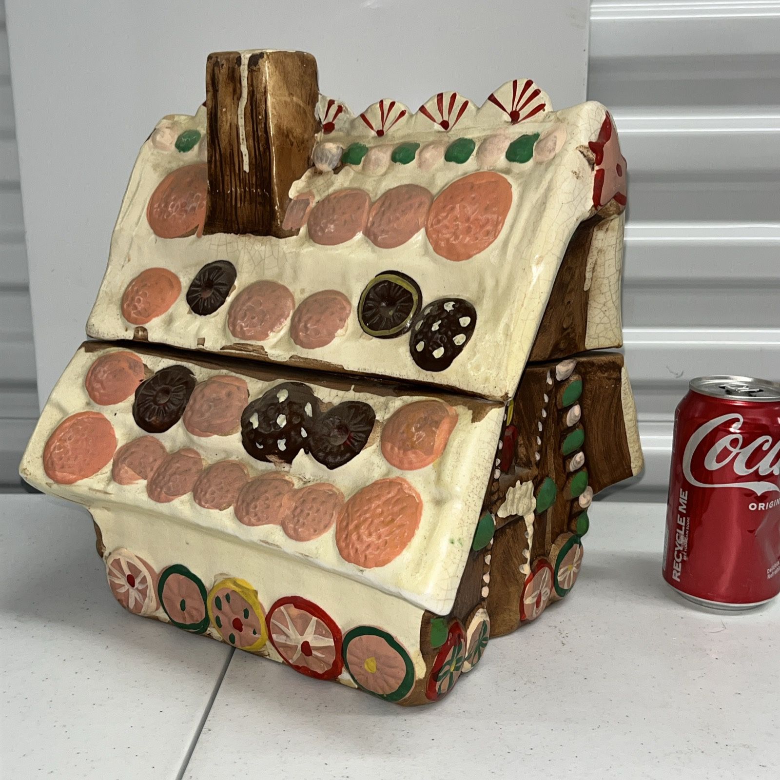 Vintage 1960's Ceramic Gingerbread House Cookie Jar - Made In USA
