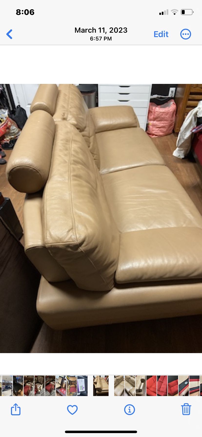 Gold Leather Sofa 