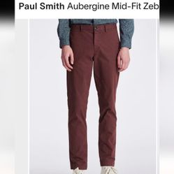 Men's Burgundy Paul Smith Chino Slim Fit Pants - Size 32 Great Condition 