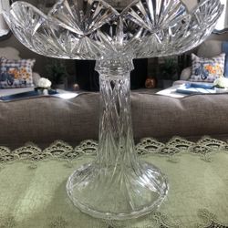 Vintage Czech Republic Towle 24% Lead Crystal Pedestal Compote Centerpiece
