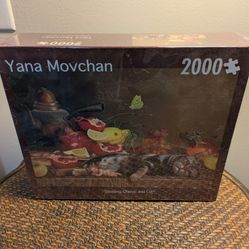 New  Sleeping Cherub And Cat 2000 Piece Puzzle