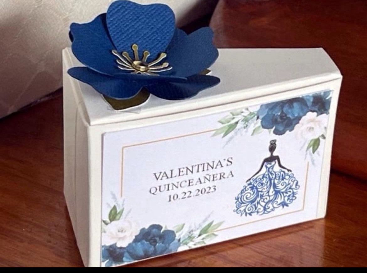 QUINCEANERA MIS QUINCE – DRESS navy blue favor boxes