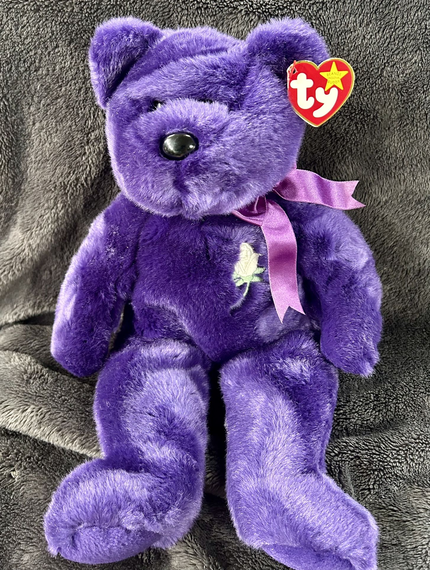 Extremely RARE Ty 1998 Beanie Baby Princess Diana Purple Bear