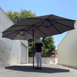 New $95 Large 15 FT Double Sided Umbrella Outdoor Patio Garden Yard (Weight base not included)
