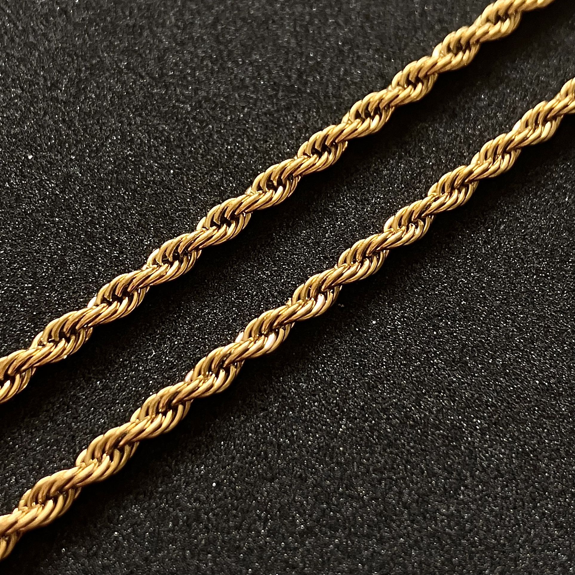 18K Gold Rope Chain Necklace 3mm 20”
