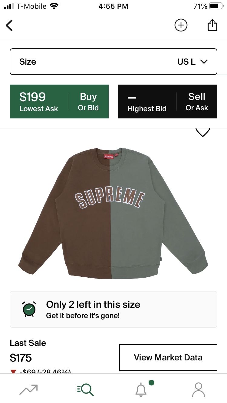 Supreme Split Crewneck Brown Green