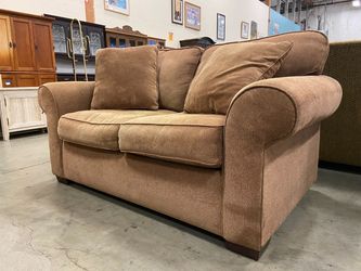 Brown Chenille Plush Loveseat