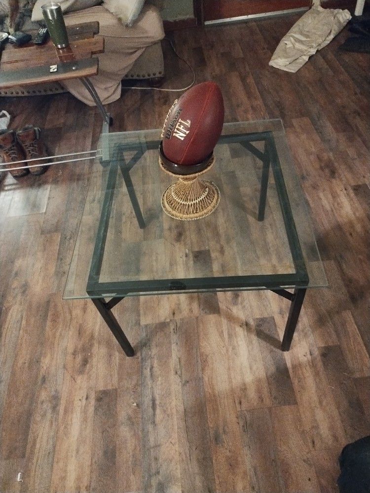 Metal Frame Glass Top Table