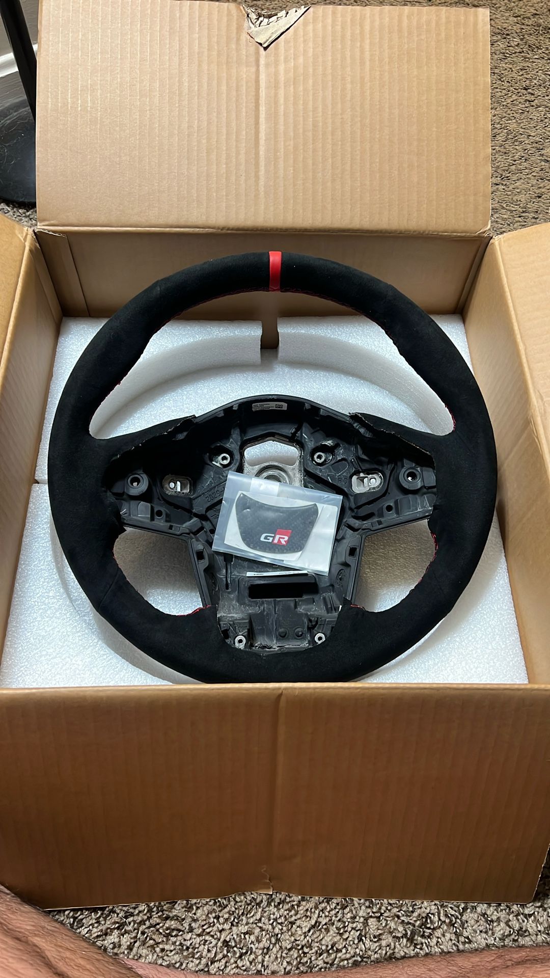 GR Supra Steering Wheel red Stitching Full Alcantara
