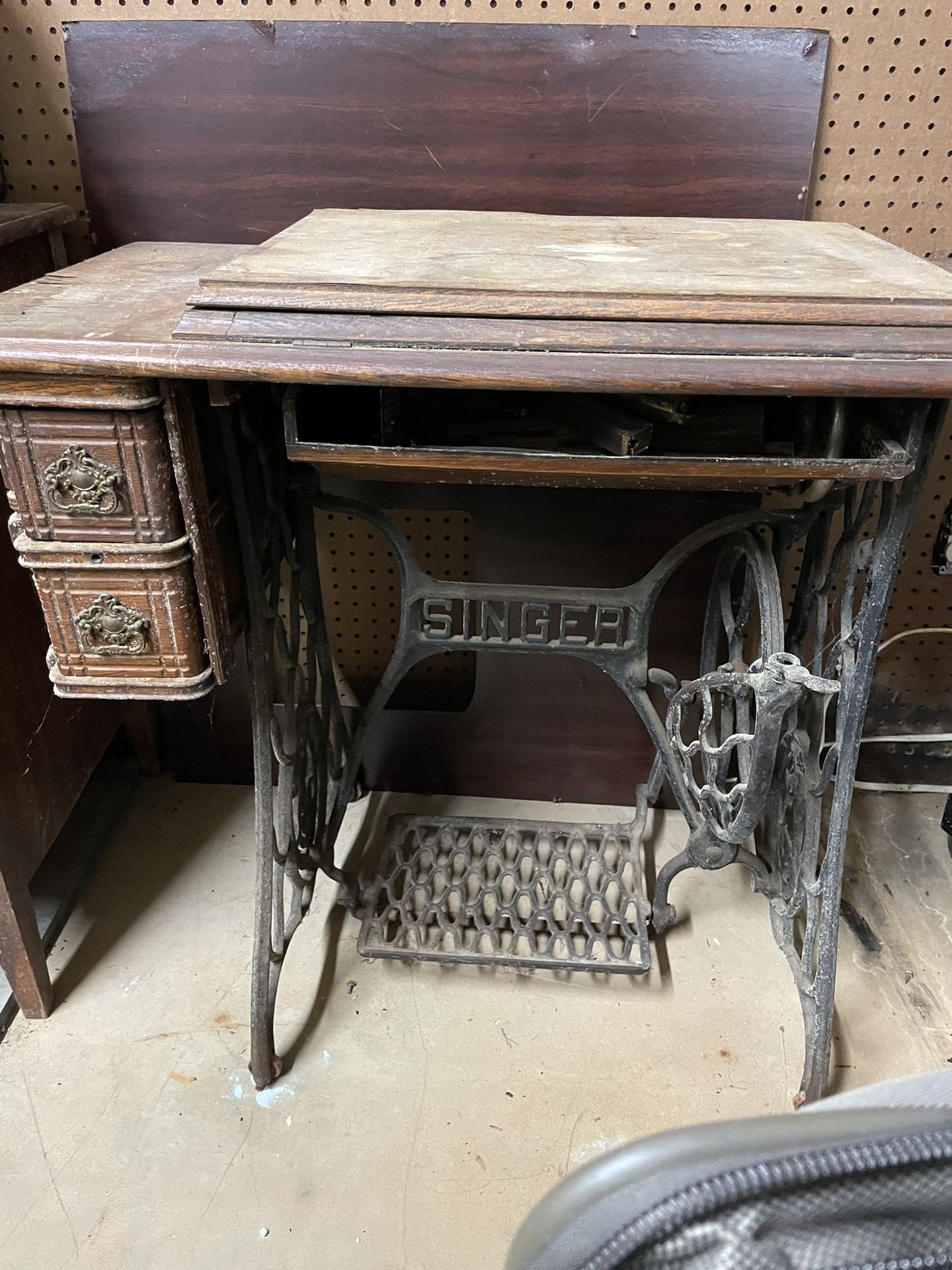Antique Sewing Machine And Table