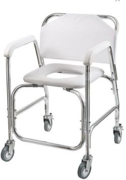 New DMI Rolling Shower And Commode Transport Chair