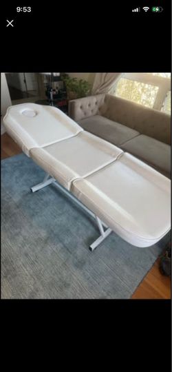 White Adjustable 3-Section Massage Facial Bed