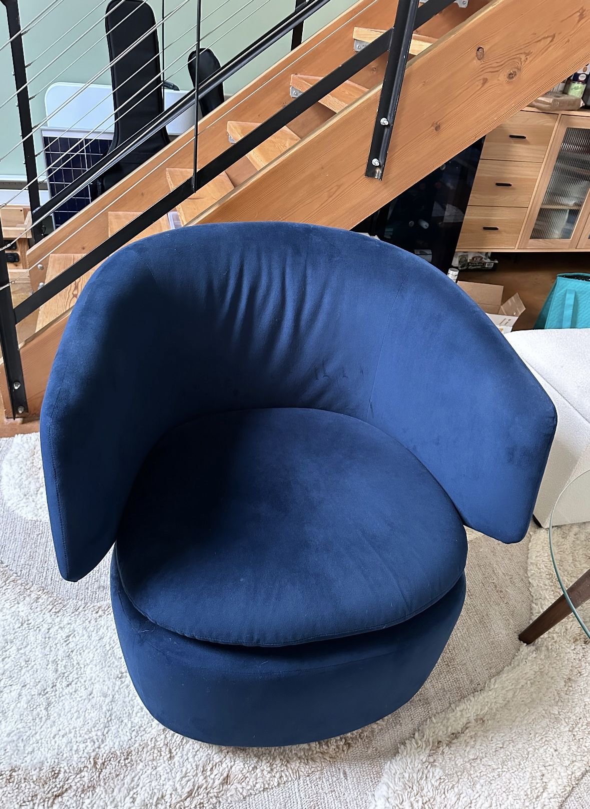 West elm Crescent Swivel Chair suede (2 available)