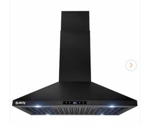 AKDY 30 in. 343 CFM Convertible Kitchen • Island Mount Range Hood in Black Painted Stainless Steel with Touch Control