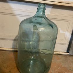 Vintage 5-gallon aqua glass carboy, water jug or demijohn