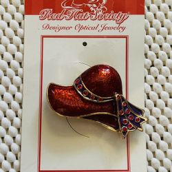 Vintage Red Hat Society Red Bonnet Hat With Crystals NOS