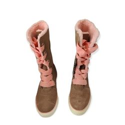 Converse Tan Suede/Pink Lined Boots Mid-calf