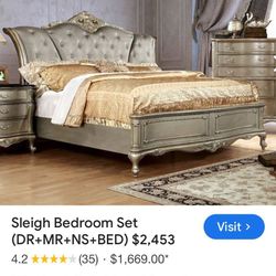🌟 Glamorous King Sleigh Headboard & Footboard 