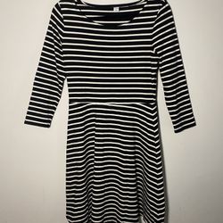black & white striped long sleeve dress