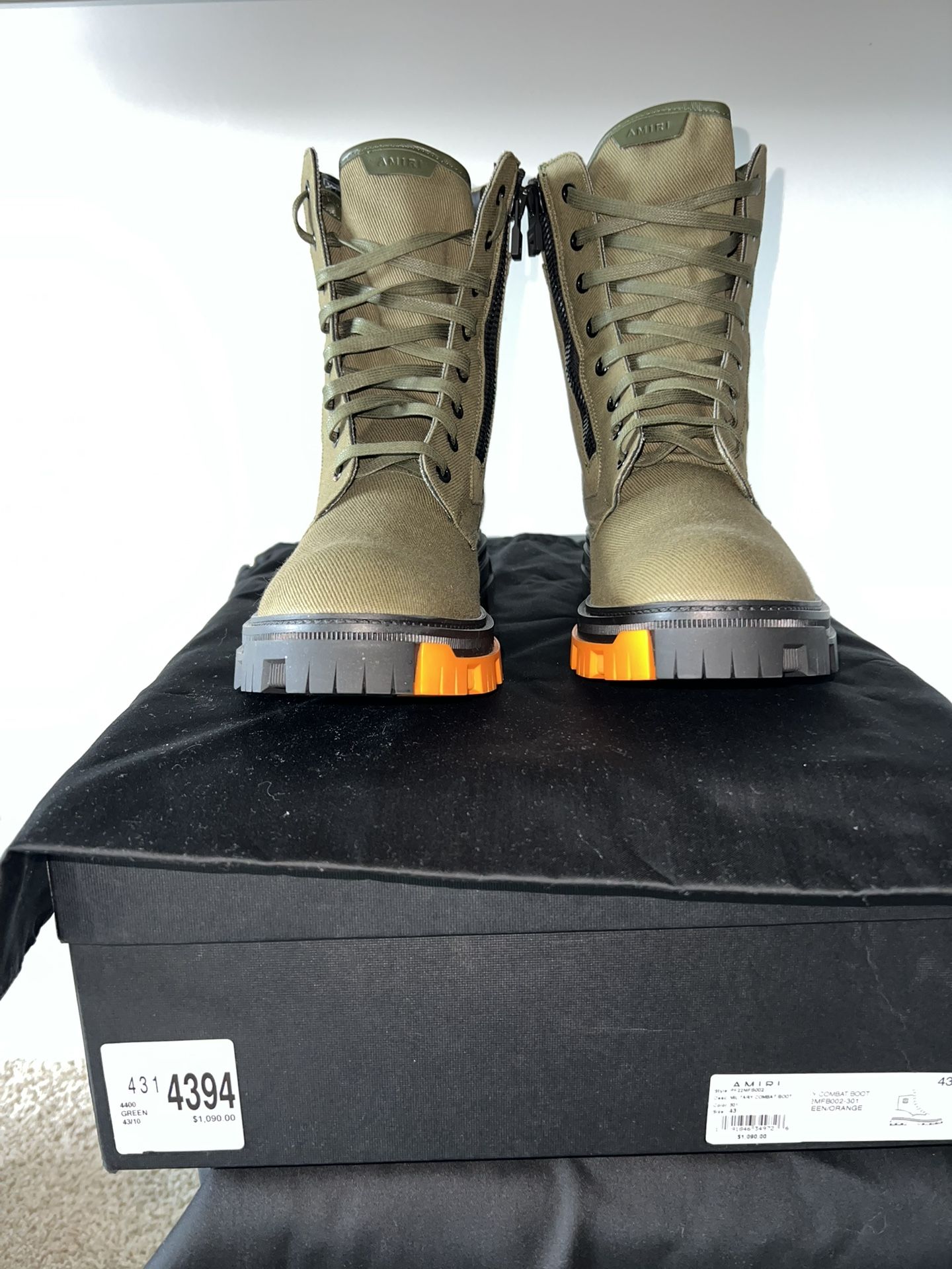 AMIRI logo-patch combat boots - Green