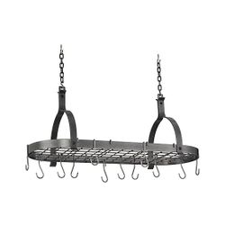 Enclume 34" Hammered Steel Oval Ceiling Pot Rack