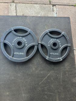 45lbs Olympic Weights Plates Pair Set Fitness Gear