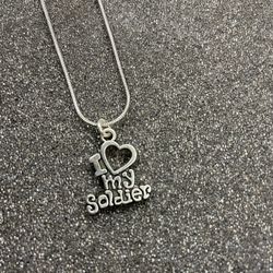 Sterling silver necklace “I Love My Soldier”