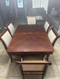Solid wood table + 6 chairs $150 OBO
