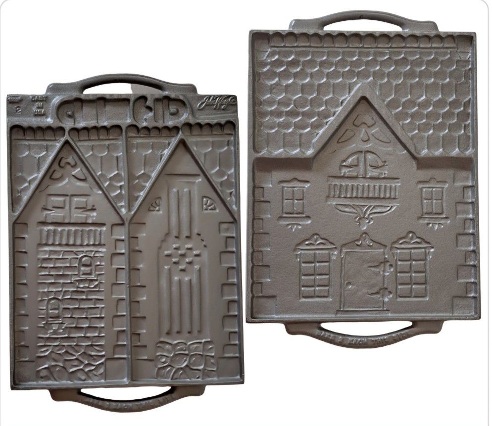 John Wright 2-Sided Victorian Gingerbread House Cast Iron Mold Vintage USA