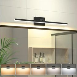 2424: New Modern Bathroom Vanity Light 31.5 inch, Rotatable, 18W Dimmable 5CCT Led Bathroom Light Fixture Over Mirror, Black Bar Vanity Light for Bath