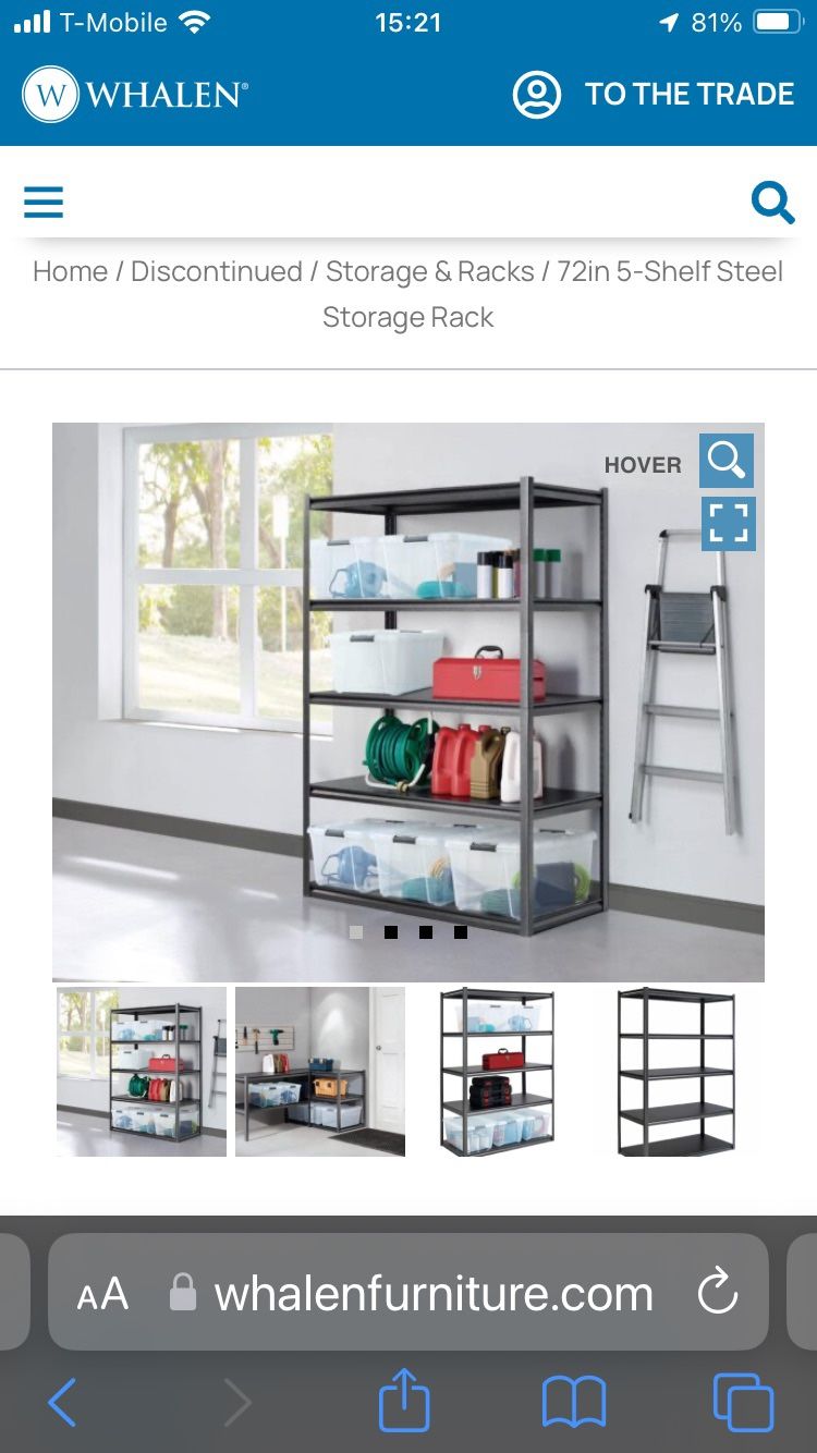 Whalen 72” 5-Shelf Steel Storage Rack 0008-A