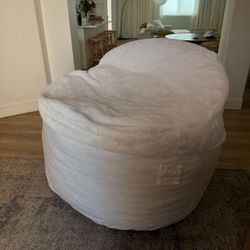 White Corduroy Bean Bag Chair And Mattress