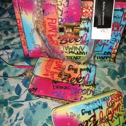 Graffiti Purse With Wallet And Small Purse 