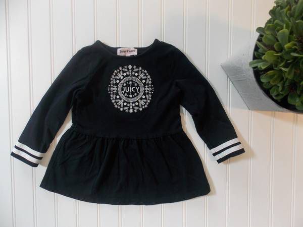 Juicy Couture Baby Girl 12-18 Months Black Drop Waist Dress Embroidery