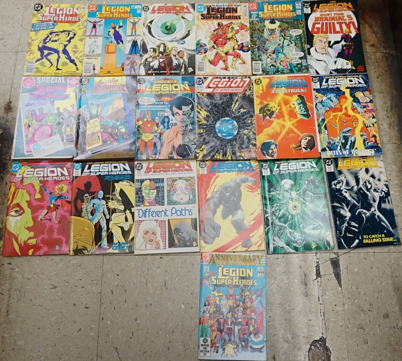 LOT 19 DC COMICS THE LEGION OF SUPER HEROES NO. 51; NO.281 ; NO.286 ; NO.58; NO. 301; NO.302; NO.1; AUGUST 88; N0.42; NO 49; NO 52; NO 16; NO 47; N0