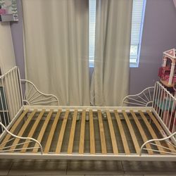 MINNEN Ext bed frame with slatted bed base, white, 38 1/4x74 3/4 "