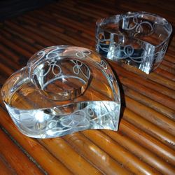 Mikasa Love Story Crystal Heart Candle Holders