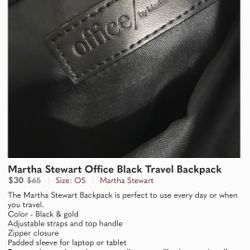 Backpack Martha Stewart office $10