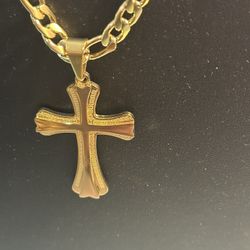 316 stainless steel  gold plated cross necklace