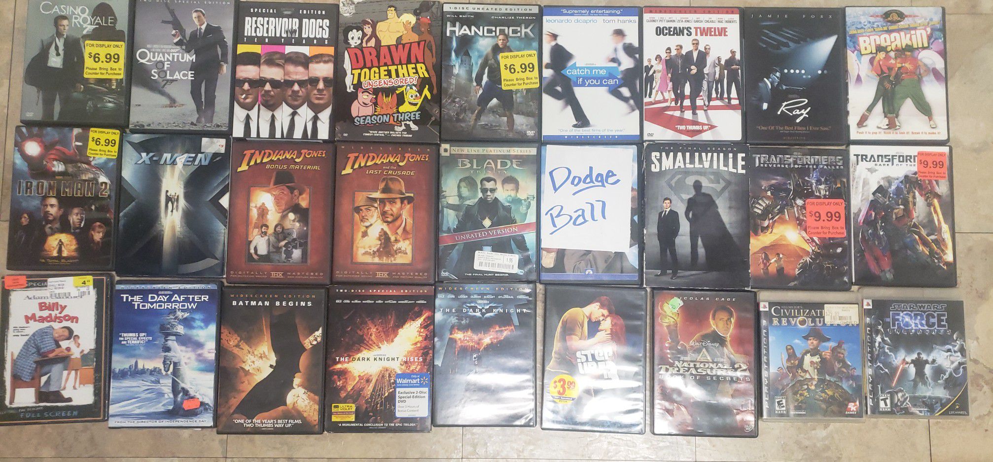 Super cheap DVDs, TV series, Playstation 3 game