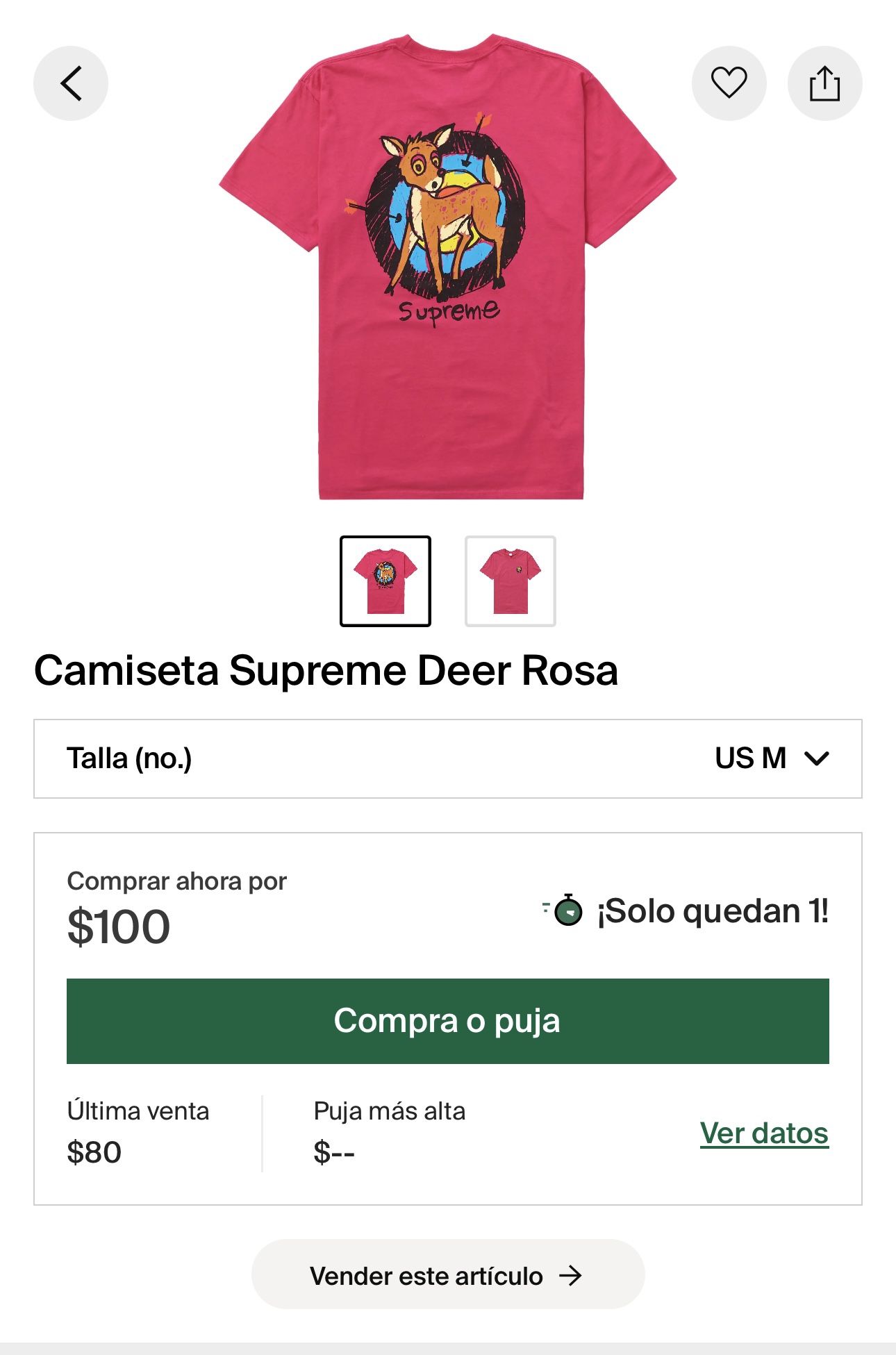 Supreme shirt Deer Pink Size M Men’s