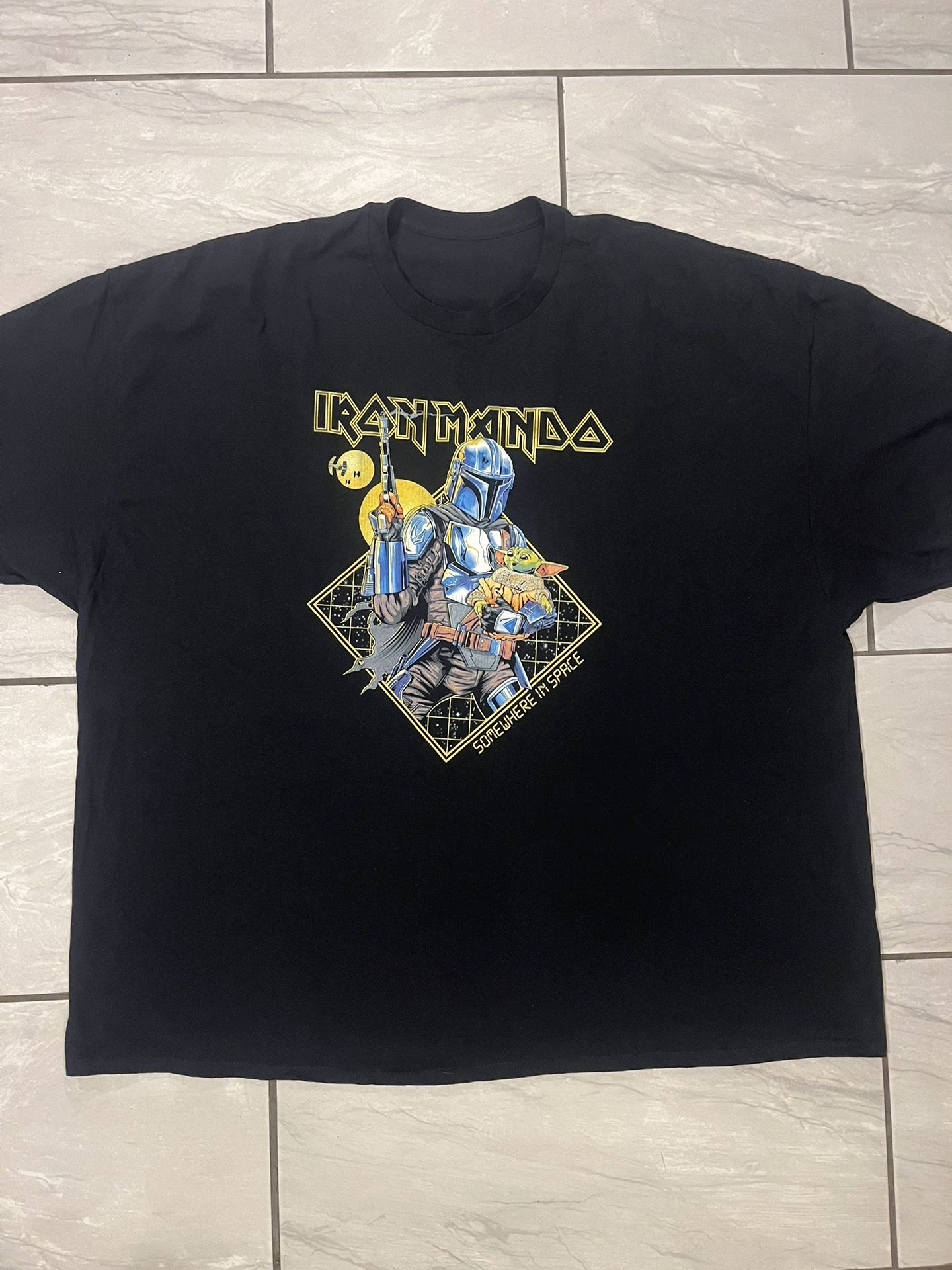 Iron Maiden Mandalorian Black Metal Star Wars Short Sleeve T-Shirt Mens 4XL Yoda