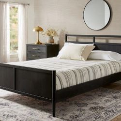 Better Homes Oaklee Queen Bed – Charcoal Modern Panel Frame, New in Box