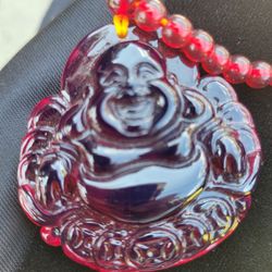 red Buddha pendant necklace 