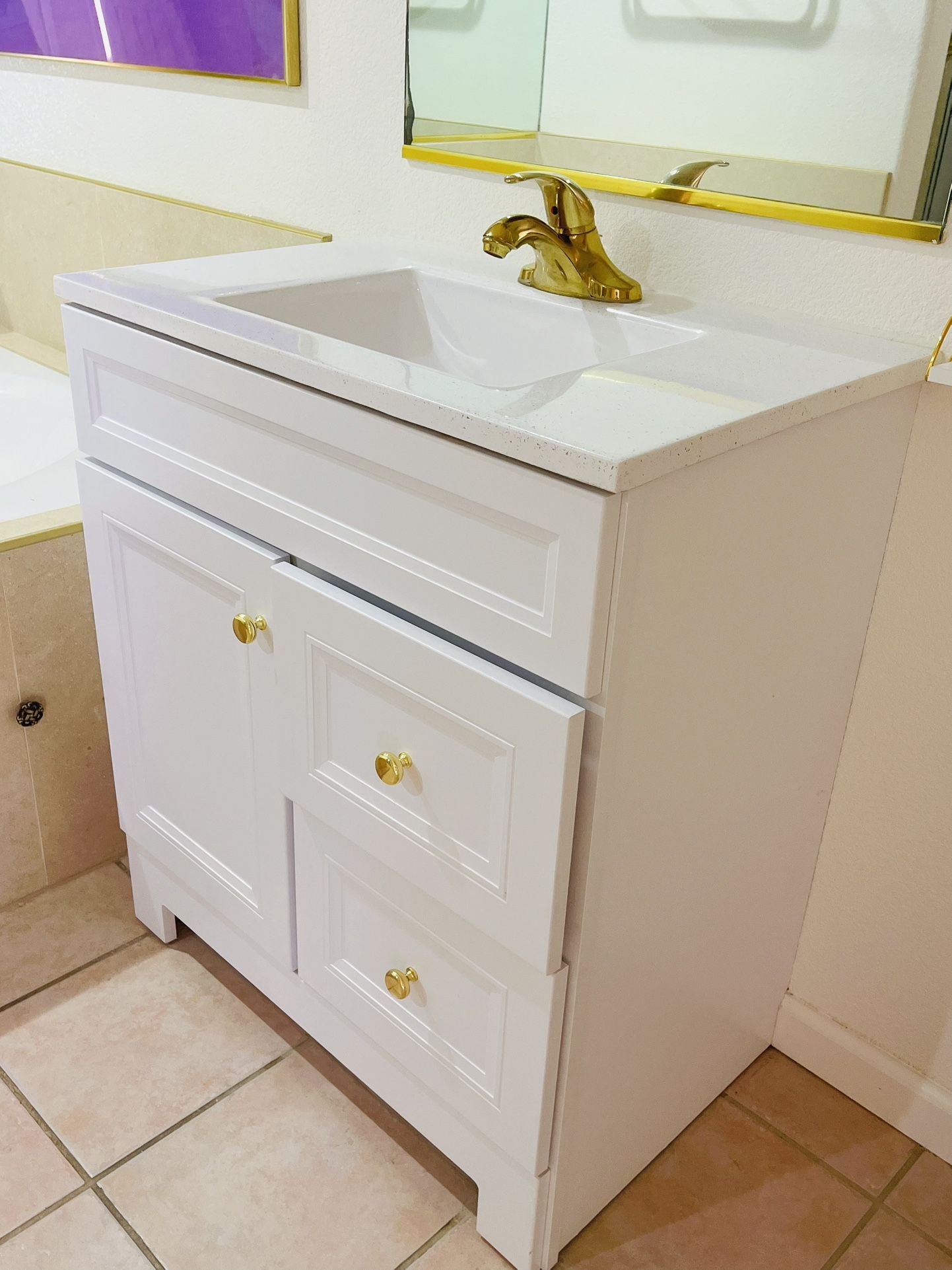 Vanity with quartz top