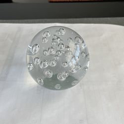 Vintage Clear Glass Bubble Art Paperweight